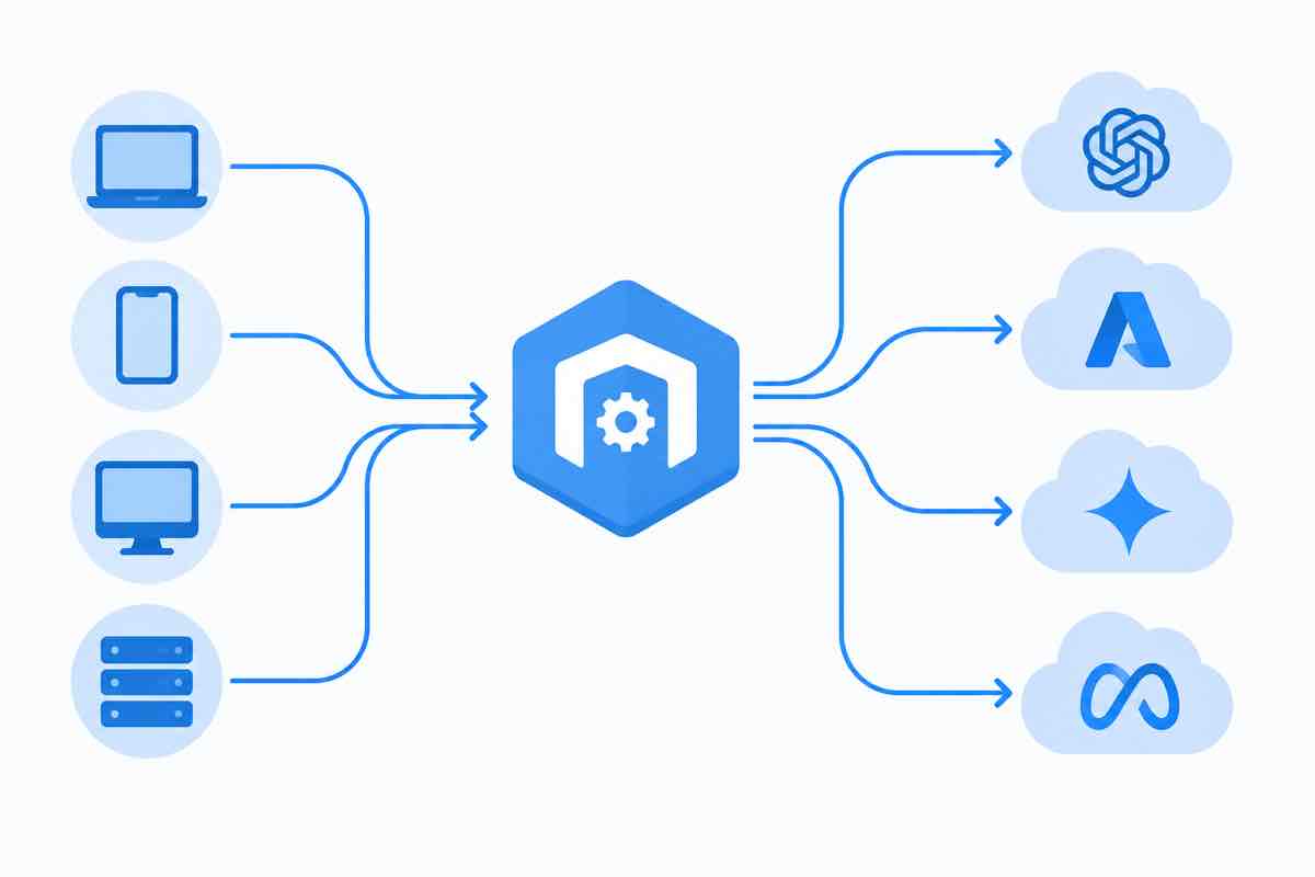 API 网关把请求路由到不同模型提供商